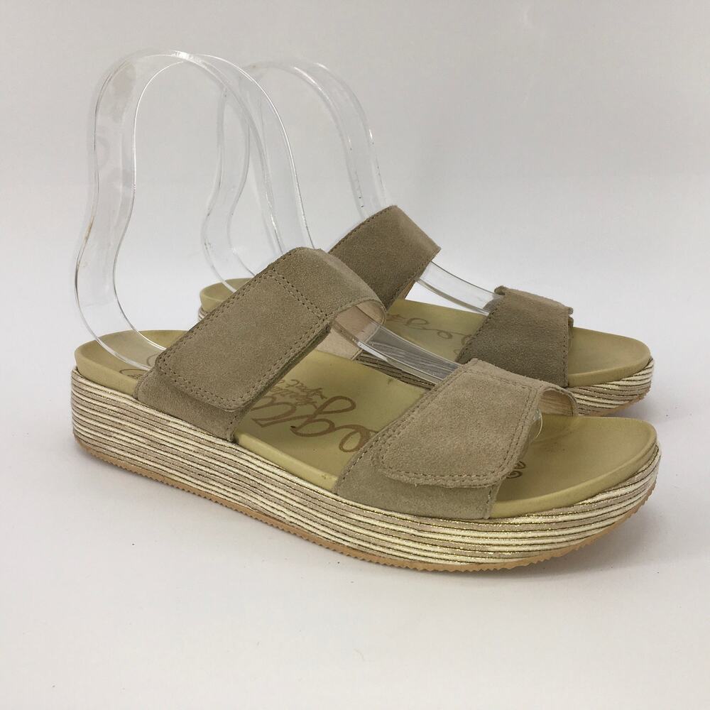 Alegria Mixie Slip On Sandal Womens 40 9.5-10 Tan Taupe Gold Suede Comfort